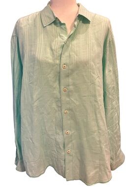 Caribbean Joe Mint Green Casual Button Down Shirt